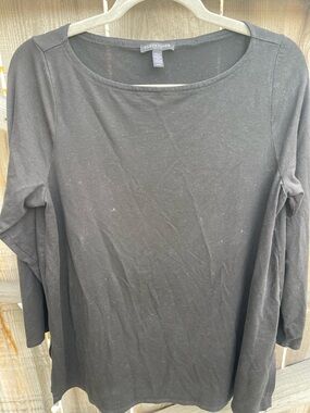 Eileen Fisher Petite Sleeve Jersey Knit Tunic Top Women’s Minimalist Black